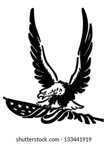 Defiant American Eagle - Retro Clip Art Illustration