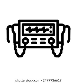 Defibrillator Krankenwagen Linie Ikone Vektor. Rettungswagen-Defibrillator-Zeichen. isoliertes Kontursymbol, schwarze Illustration