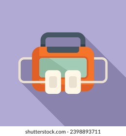 Defibrillator assistance icon flat vector. Medical aid help. Cardiac problem