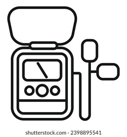 Defibrillator assistance icon outline vector. Medical aid help. Cardiac problem