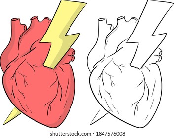 Desfibrilador Externo Automatizado o Ilustración Vectorial AED dibuja mano de doodle dibujada con líneas negras aisladas en fondo blanco. Concepto de salud.
