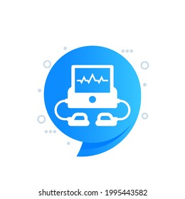 Defibrillator or cpr device icon, vector