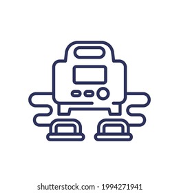 Defibrilador, icono de línea de dispositivo cpr