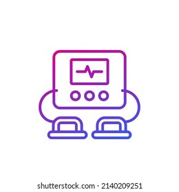 Defibrilador, icono de línea de dispositivo cpr