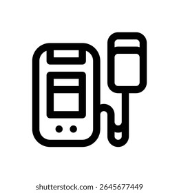Defibrillator. Editable stroke vector icon.