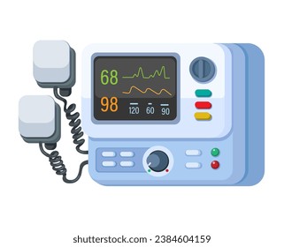Defibrillator Electric Shock Heart Device Medical Tool Cartoon illustration Vector