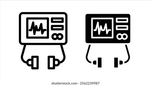 Defibrillator Icon collection in filled and stroke style.