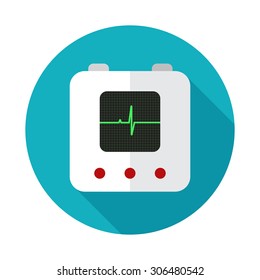 defibrillator icon flat style