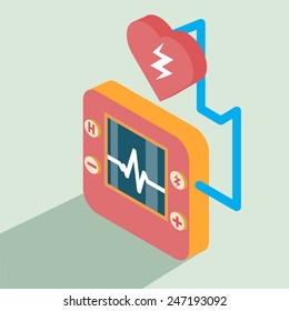 Defibrillator icon isometric