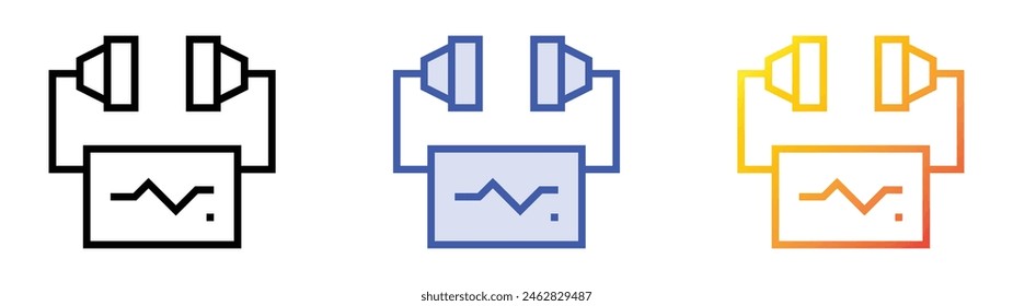icono del desfibrilador. Diseño de estilo de relleno lineal, azul y degradado aislado sobre fondo blanco