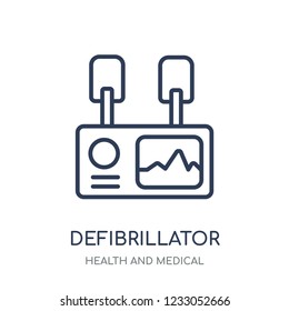 Defibrillator icon. Defibrillator linear symbol design from Health and Medical collection. Simple outline element vector illustration on white background
