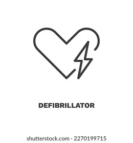 defibrillator icon. Thin line defibrillator icon from health and medical collection. Outline vector isolated on white background. Editable defibrillator symbol can be used web and mobile