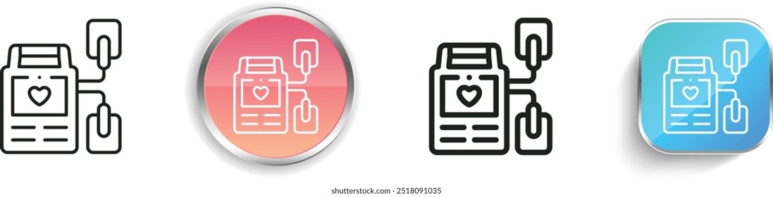 defibrillator icon. Thin Linear, Regular and Button Style Design Isolated On White Background