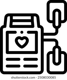 icono de desfibrilador. Diseño De Estilo Lineal Delgado Aislado Sobre Fondo Blanco