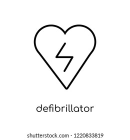 Defibrillator icon. Trendy modern flat linear vector Defibrillator icon on white background from thin line Health and Medical collection, editable outline stroke vector illustration