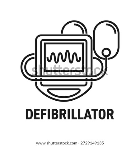 Defibrillator machine icon in bold line. linear style sign for labeling and web design. Automated external defibrillator. AED symbol