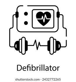 Ein Defibrillatormaschinensymbol im Linienstil