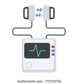 Defibrillator machine icon. Vector illustration isolated on white background.