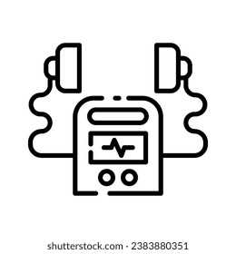 Defibrillator machine outline icon vector illustration isolated on white background.