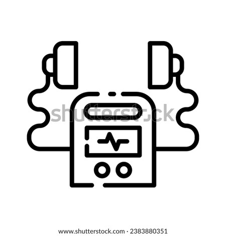 Defibrillator machine outline icon vector illustration isolated on white background.