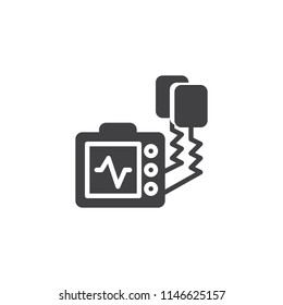 Defibrillator machine vector icon. filled flat sign for mobile concept and web design. Automated external defibrillator solid icon. AED symbol, logo illustration. Pixel perfect vector graphics