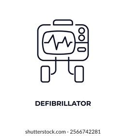 defibrillator outline icon. Linear vector from health and medical concept. Thin line defibrillator icon isolated on white background