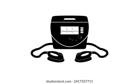 defibrillator sign , black isolated silhouette