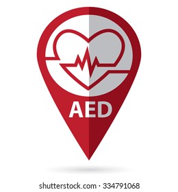 defibrillator symbol with location icon