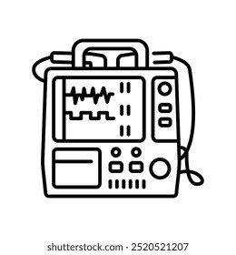 Defibrillator-monitor line black icon. Sign for web page, mobile app, button, logo. Vector isolated button. Editable stroke.