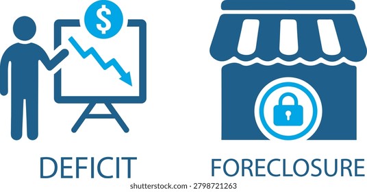 Deficit and Foreclosure Business Icons