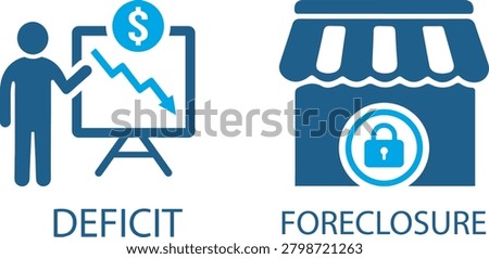 Deficit and Foreclosure Business Icons