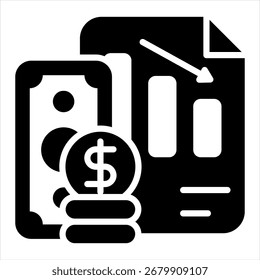 Deficit Glyph Black Single Icon Illustration