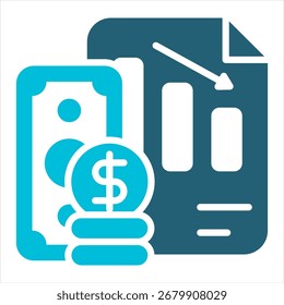 Deficit Glyph Blue Single Icon Illustration