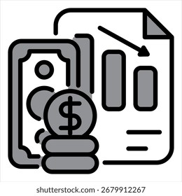 Deficit Grey Single Icon Illustration