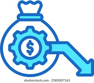 Deficit Icon Blue Color Vector Illustration