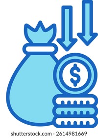 Deficit Icon Blue Vector Illustration