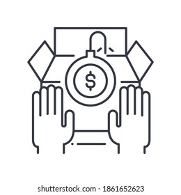 Deficit icon, linear isolated illustration, thin line vector, web design sign, outline concept symbol with editable stroke on white background.