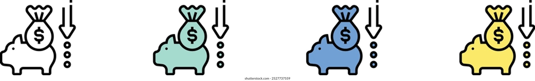 deficit icon. Outline, Green, Blue and Yellow Style Design Isolated On White Background