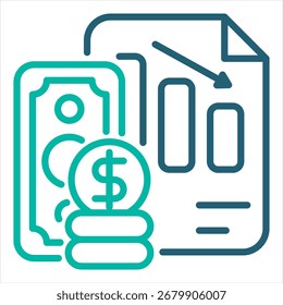 Deficit Outline Blue Single Icon Illustration