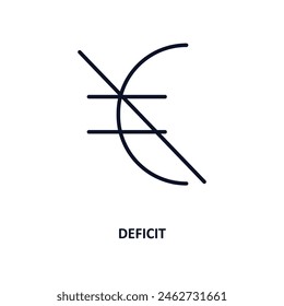 deficit outline icon.  Thin line icon from business collection. Editable vector isolated on white background