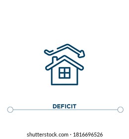 deficit outline vector icon. simple element illustration. deficit outline icon from editable real estate concept. can be used for web and mobile
