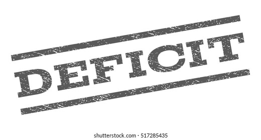 Deficit watermark stamp. Text caption between parallel lines with grunge design style. Rubber seal stamp with scratched texture. Vector color ink imprint on a white background.