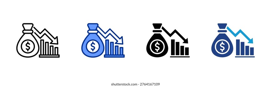 Deficit web icon with multiple style collection
