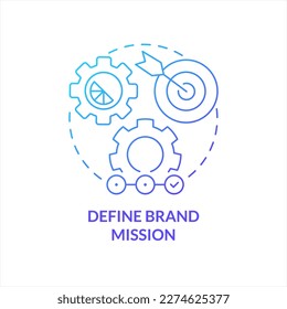 Define brand mission blue gradient concept icon. Optimize work process. Business vision. Set company goals abstract idea thin line illustration. Isolated outline drawing. Myriad Pro-Bold font used