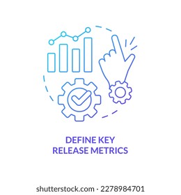 Define key metrics blue gradient concept icon. Software delivery. Release management process improvement tip abstract idea thin line illustration. Isolated outline drawing. Myriad Pro-Bold font used