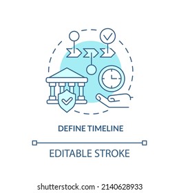 Define timeline turquoise concept icon. Principle of heritage conservation abstract idea thin line illustration. Isolated outline drawing. Editable stroke. Arial, Myriad Pro-Bold fonts used