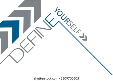 Define Yourself Art. Indicating Arrows and Line (Editable) - Vector Illustration