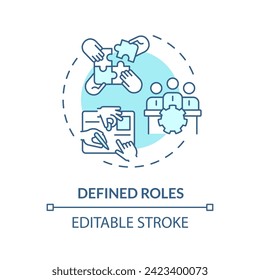 Defined roles soft blue concept icon. Responsibilities for each positions. Expecting from employees. Round shape line illustration. Abstract idea. Graphic design. Easy to use in promotional material svg