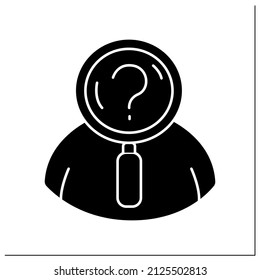 Defining candidate glyph icon.Ideal candidate.Human Resource professionals define candidate to attract to companies.Headhunting agency concept.Filled flat sign. Isolated silhouette vector illustration