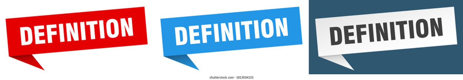 definition banner sign. definition speech bubble label set